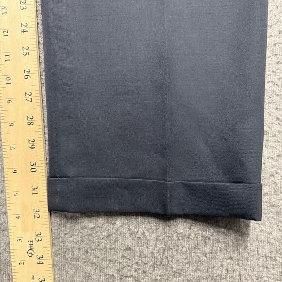 Brooks Brothers 346 Wool Dress Pants Mens 42 x 32 Black Pleated Cuffed - Picture 8 of 9